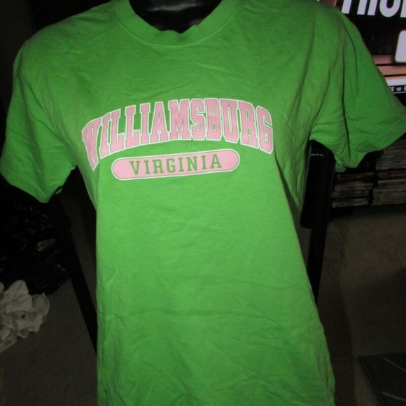 GIRLS WILLIAMSBURG VIRGINIA GREEN PINK T-SHIRT - Picture 5 of 8